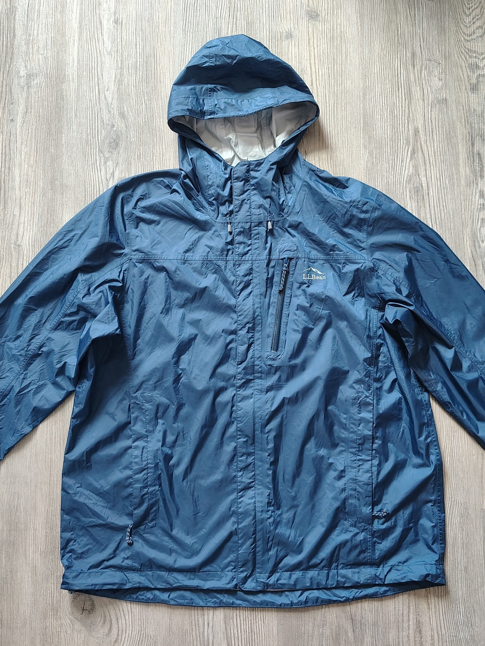 L.L. Bean Trail Model Waterproof Rain Jacket  Blue Hooded Full Zip Men's Size XL